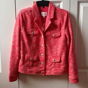 Jaclyn Smith Stretch knit tweed coral jacket Size XS